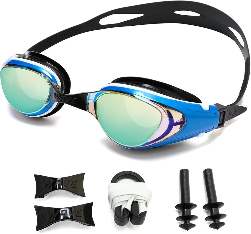 Wave Nearsighted Swim Goggles, Shortsighted Optical Swimming Goggles No Leaking Anti Fog UV Protection for Adult Men Women Youth - Image 1