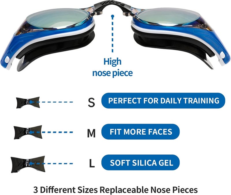 Wave Nearsighted Swim Goggles, Shortsighted Optical Swimming Goggles No Leaking Anti Fog UV Protection for Adult Men Women Youth - Image 5