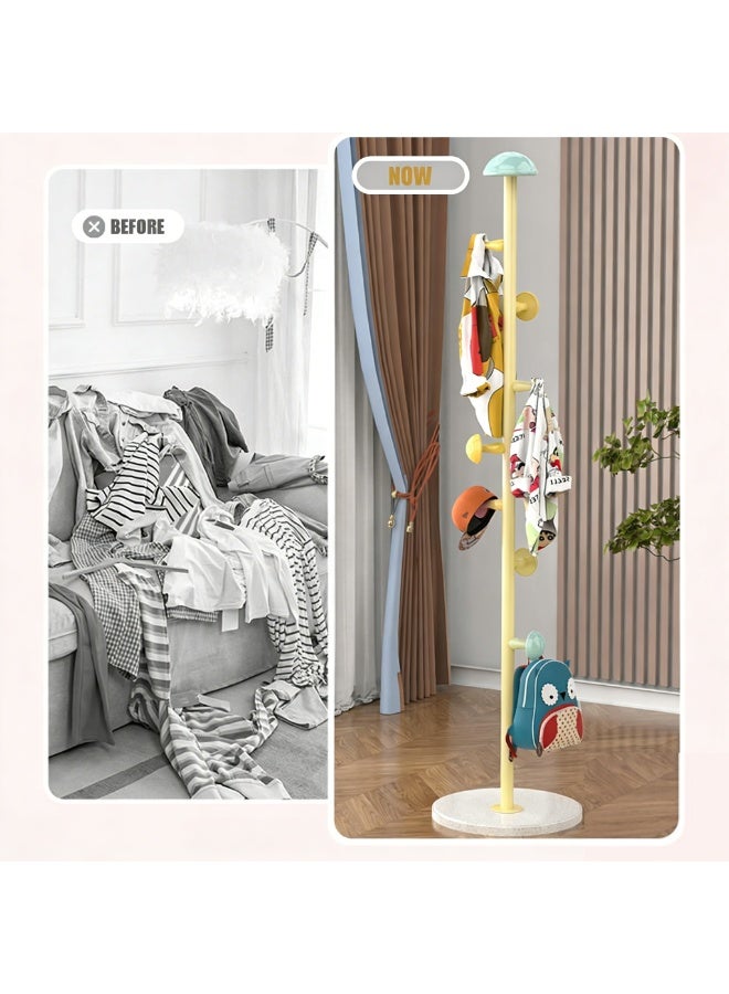 XICEN Mushroom Coat Rack for Kids, Metal Coat Tree Stand with 7 Hooks and 2 Adjustable Height, Easy to Assemble Coat Tree Stand Clothes Hanger for Nursery, Entryway, Hallway, Bedroom - Image 2