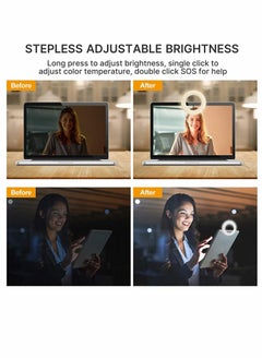 Excefore ضوء مكالمة زوم، ضوء لابتوب لمؤتمرات الفيديو، ضوء دائري صغير LED سيلفي للهاتف لمكالمة زوم، البث الذاتي، البث المباشر، الاجتماعات عبر الإنترنت، التصوير (أبيض)  - Image 2