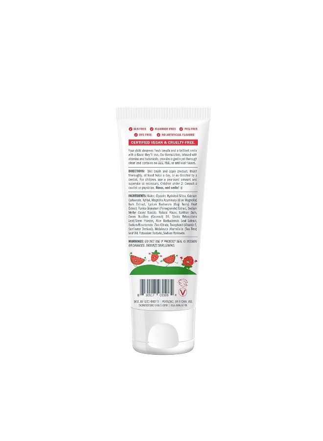 Schmidt's Schmidts Childrens Toothpaste For Clean Teeth Watermelon Strawberry Fluoride Free 47 oz 6 Count - Image 2