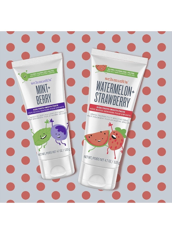 Schmidt's Schmidts Childrens Toothpaste For Clean Teeth Watermelon Strawberry Fluoride Free 47 oz 6 Count - Image 4