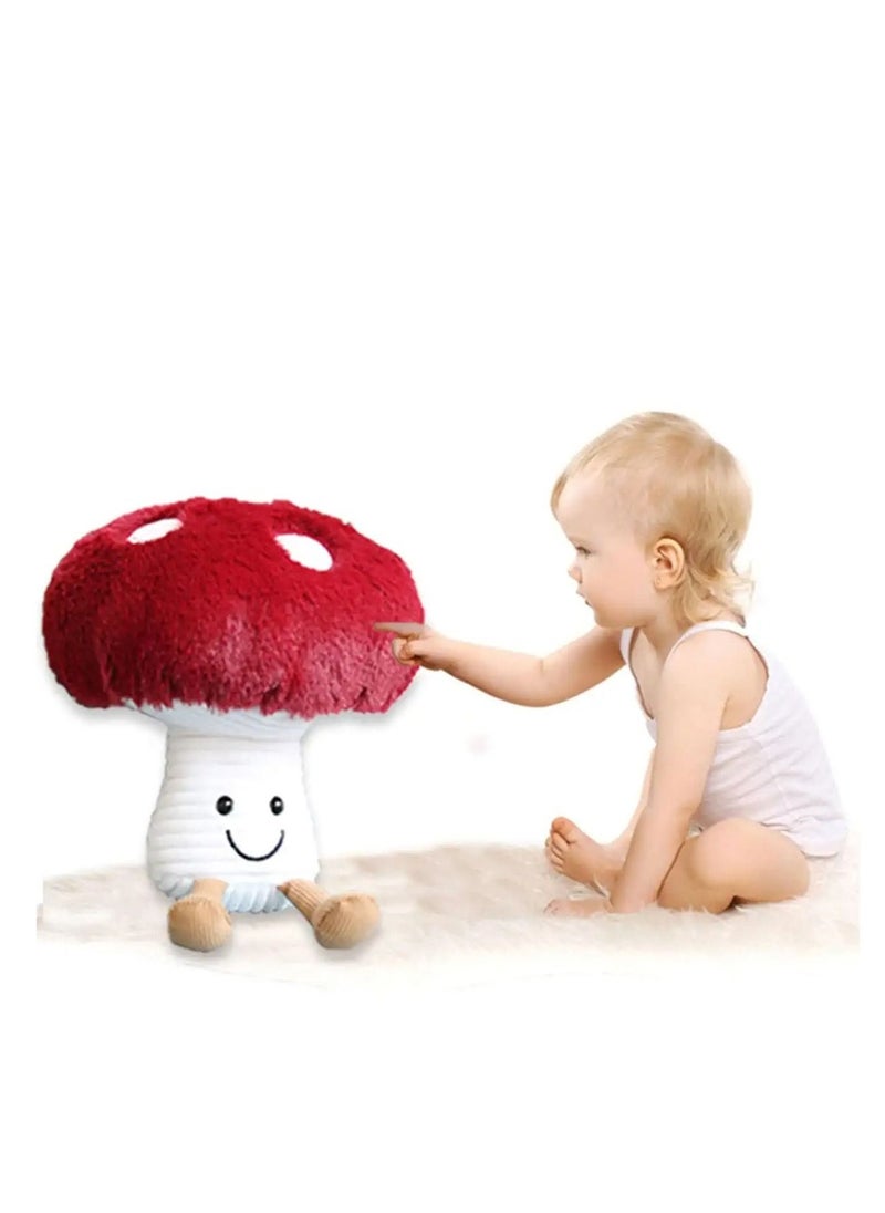 KASTWAVE Cute Mushroom Plush Pillow,  Kawaii Smile Doll, Mushroom Plushie Stuffed Animals Pillow, Toys Doll Gifts for Kids, Red 7.9 inches  - Image 1