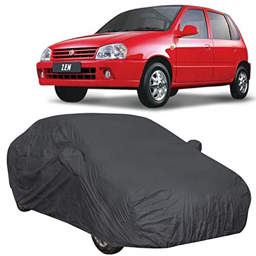The Autostory 190 Taffeta Water Resistant Car Body Cover Compatible with Maruti Zen Old Model with Mirror Pockets (Grey/Navy Blue) - Image 1