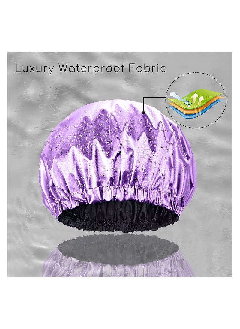 ORiTi Shower cap for women,Luxury Silk Lined Shower Cap, Machine Washable, Adjustable Size Reusable,Large Satin Shower Cap for all hair  - Image 5