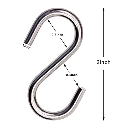 Shapenty Stainless Steel Heavy Duty S Shaped Hooks Hanging Utility Hooks for Plants Hanger Kitchen Utensils Pots Pans Clothes Jeans Bags Bathroom Gardening Tool, 4PCS (2 Inch) - Image 2