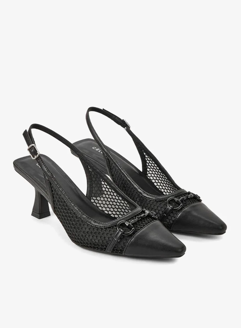 Celeste Women Kitten Heel Backstrap Shoes