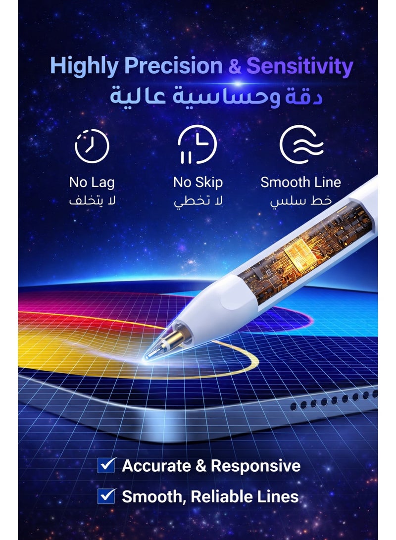 Stylus Pen for iPad with Magnetic Wireless Charging, Palm Rejection & Tilt Sensitivity, Bluetooth Battery Display, Fast Charge, Compatible with iPad Pro/Air/Mini (2018–2024) - Image 5