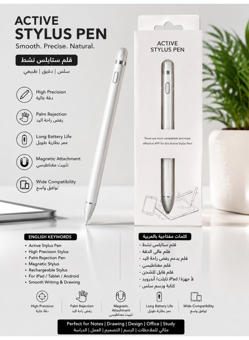 Stylus Pen for iPad with Magnetic Wireless Charging, Palm Rejection & Tilt Sensitivity, Bluetooth Battery Display, Fast Charge, Compatible with iPad Pro/Air/Mini (2018–2024) - Image 1