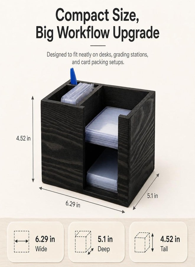 GoFika TCG Rip Caddy Shipping Station Top Loader and Penny Sleeve Dispenser Trading Card Organizer Wooden Storage Box 6.29x5.1x4.52 in - Image 4