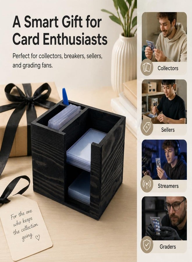 GoFika TCG Rip Caddy Shipping Station Top Loader and Penny Sleeve Dispenser Trading Card Organizer Wooden Storage Box 6.29x5.1x4.52 in - Image 5