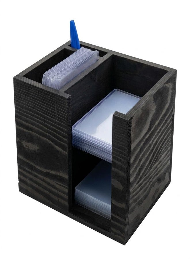 GoFika TCG Rip Caddy Shipping Station Top Loader and Penny Sleeve Dispenser Trading Card Organizer Wooden Storage Box 6.29x5.1x4.52 in - Image 1