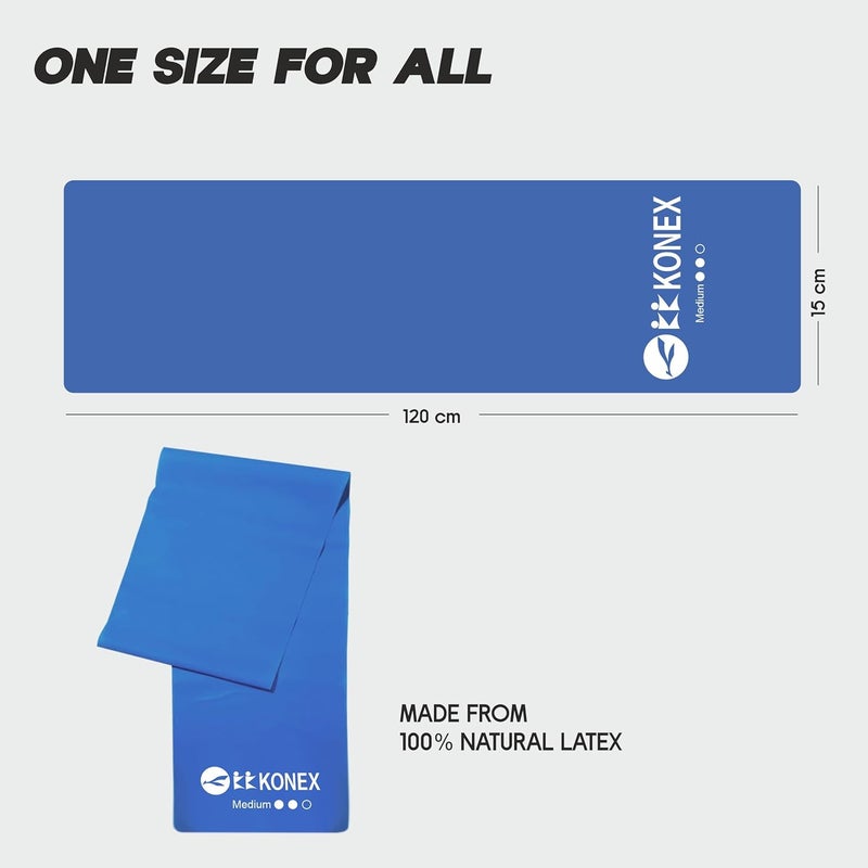 KONEX Natural Latex Resistance Thera Band | Durable & Stretchable | Ideal for Yoga, Pilates, Full Body Workout, Muscle Toning, Weight Training, Stretching & Body Conditioning (Blue, 11.5-13.5 Kg) - Image 2