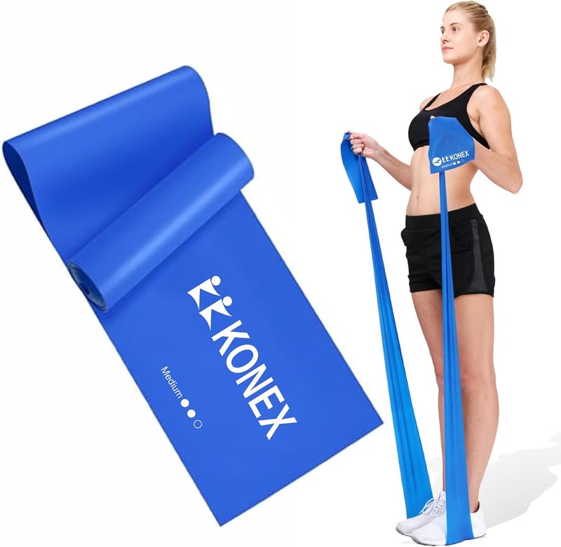 KONEX Natural Latex Resistance Thera Band | Durable & Stretchable | Ideal for Yoga, Pilates, Full Body Workout, Muscle Toning, Weight Training, Stretching & Body Conditioning (Blue, 11.5-13.5 Kg) - Image 1