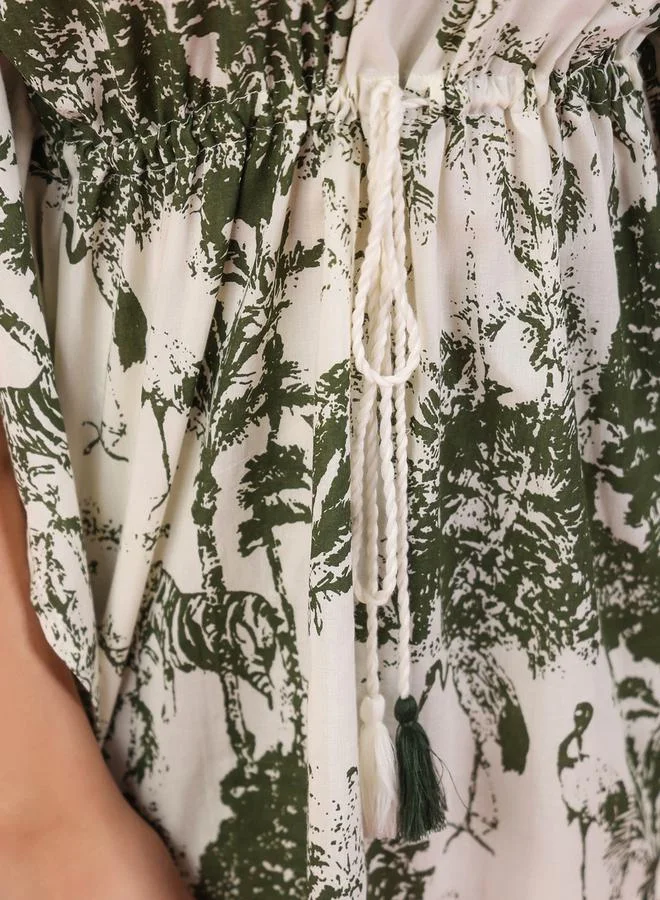 sanskrutihomes All Over Print Tassel Tie Up Top & Pants Co-Ord Set by Styli