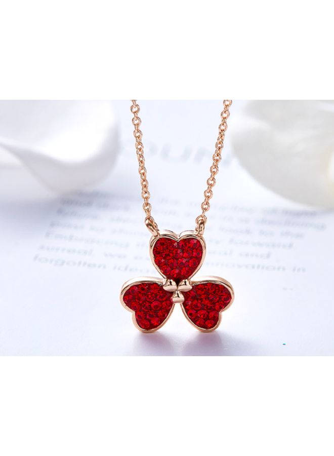 Clover Designed Rhinestone Studded Pendant Necklace - Image 5