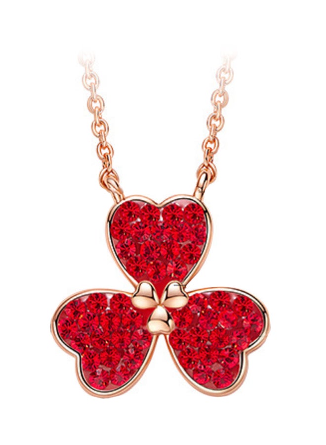 Clover Designed Rhinestone Studded Pendant Necklace - Image 1