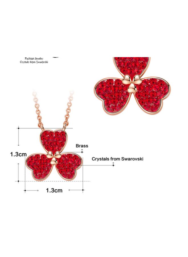 Clover Designed Rhinestone Studded Pendant Necklace - Image 3