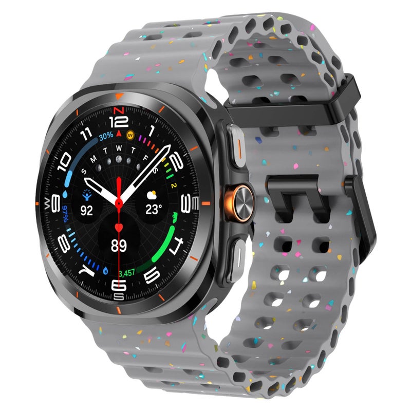 سوار ساعة ذكية باللون رمادي قابل للتعديل رياضي من السيليكون متوافق مع Samsung Galaxy Watch 7 بملاءمة قابلة للتعديل وحزام ناعم للاستبدال اليومي - Image 1