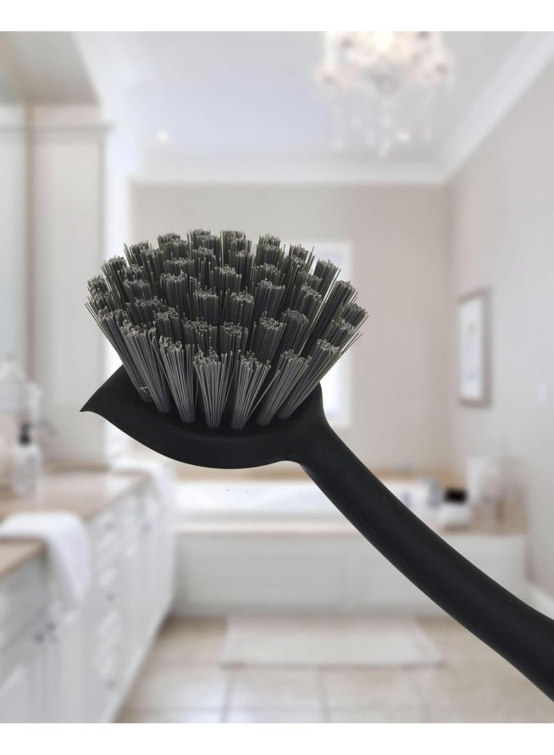 29cm Black Dish Washing Brush – Heavy-Duty Kitchen Scrubber with Long Comfortable Handle – Strong Bristles for Pots, Pans & Dish Cleaning - Image 3