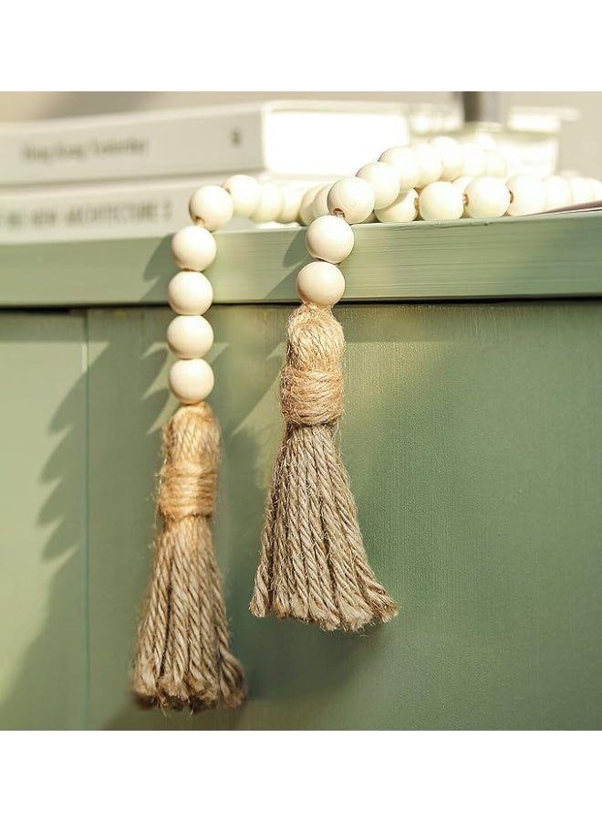إكليل خرز من الخشب مقاس 99 سم مع شراشيب، سبحة صلاة متعددة الاستخدامات بتصميم بوهو أنيق للتعليق على الحائط وديكور المنزل من ميبليت (لون طبيعي) - Image 2