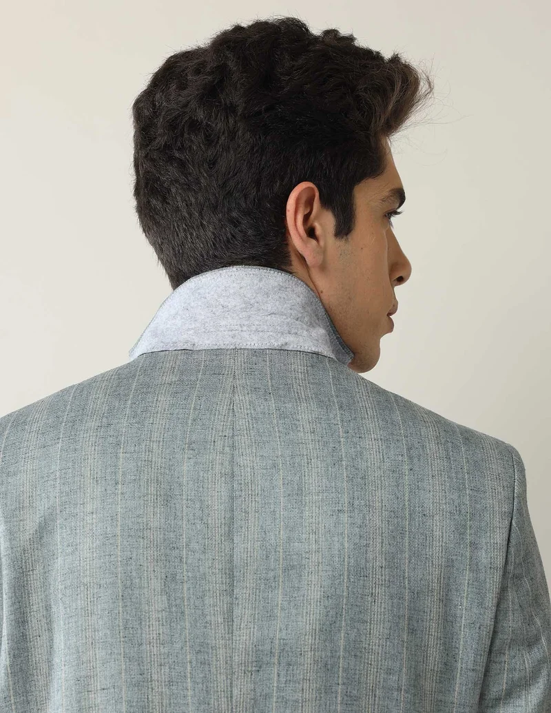 Arrow Green Vertical Striped Tailored Fit Blazer for Men | Best Price UAE