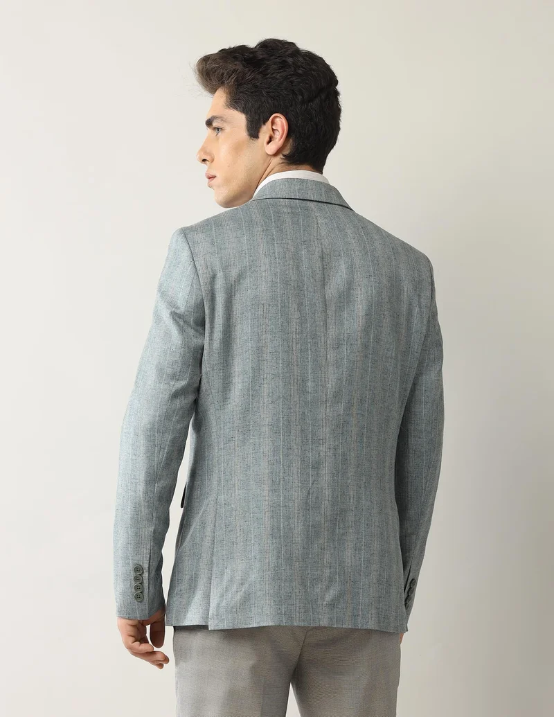 Arrow Green Vertical Striped Tailored Fit Blazer for Men | Best Price UAE