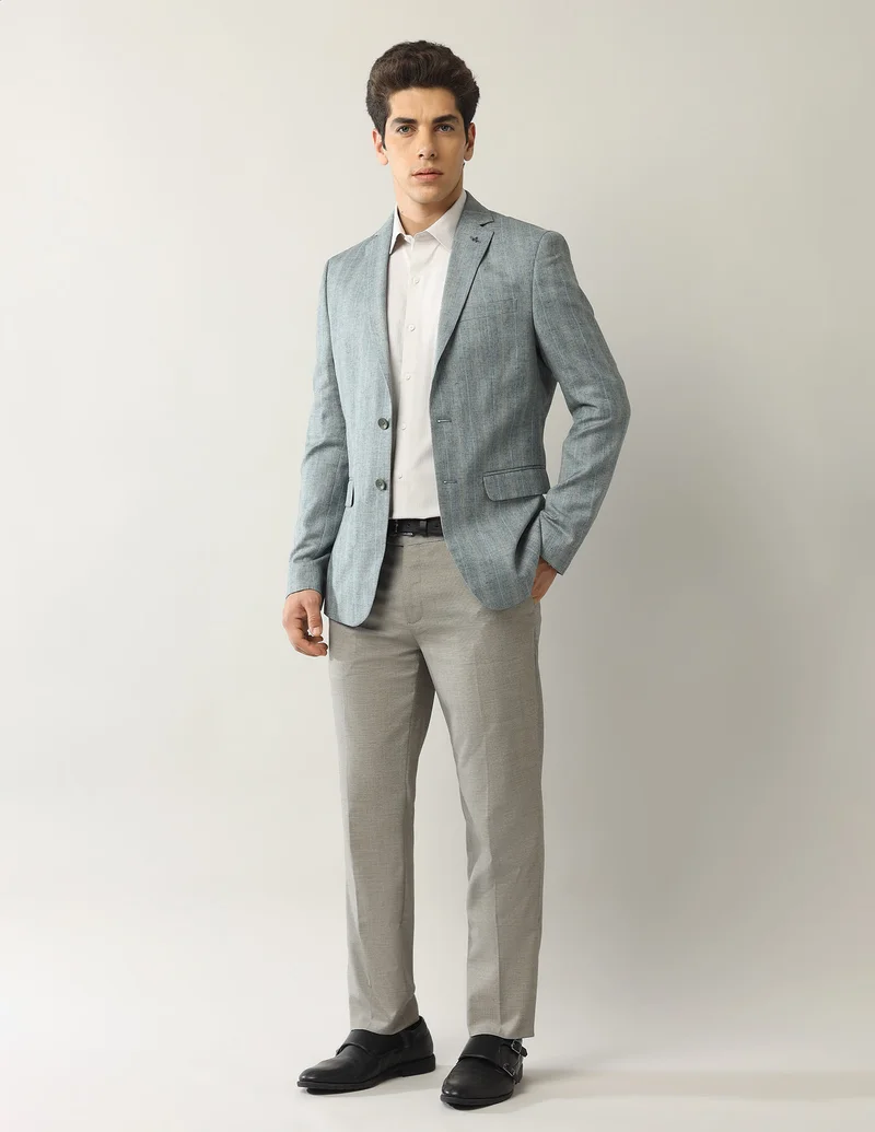 Arrow Green Vertical Striped Tailored Fit Blazer for Men | Best Price UAE