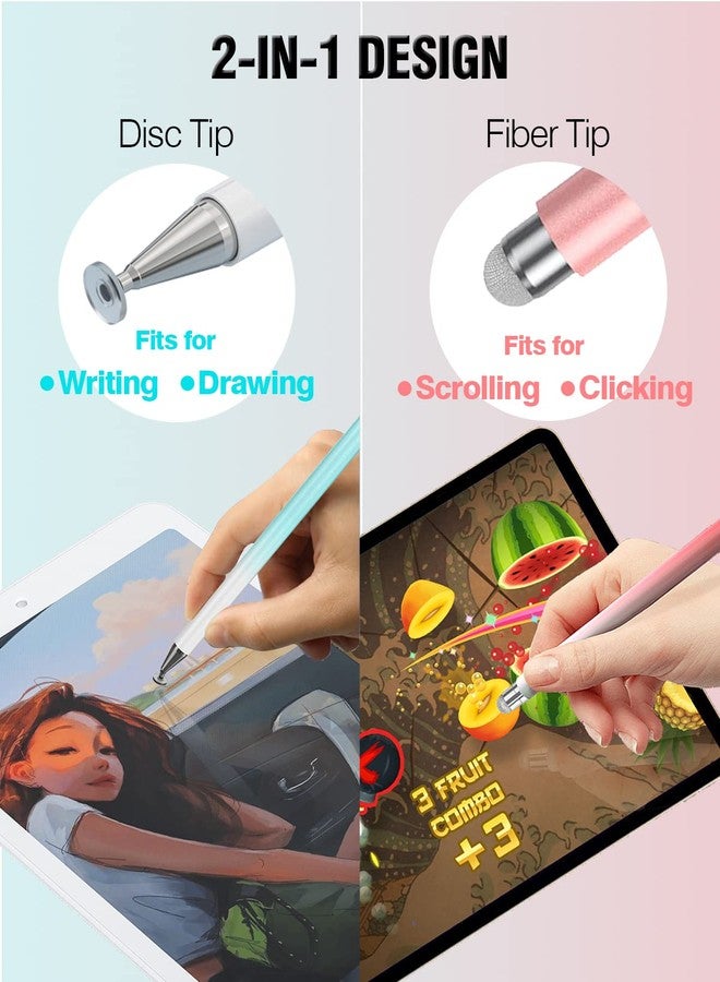 AmberVec Stylus Pen for Touchscreen, 2 in 1 Stylists Pens Compatible with All Touch Screens Devices, Tablets, iPhone, iPad, Android, Computer, Laptop, Fine Disc Tip Drawing Styluses [8 Pack] - Image 3