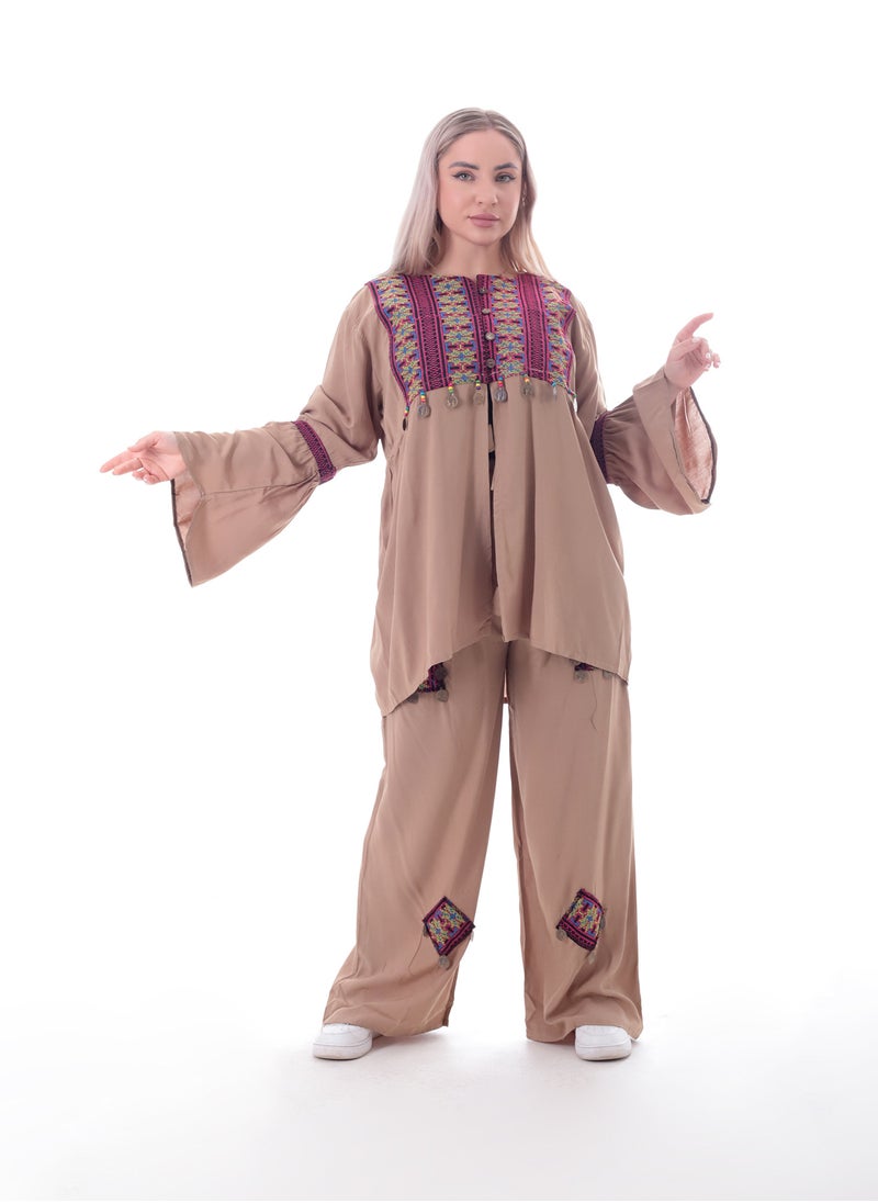 بيبو طقم بنطلون حريمي تطريز  - Image 1