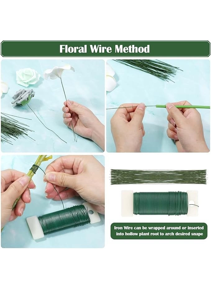 Floral Arrangement Kit with Green Tape and Wire, Boutonniere Flower pin, Wire Cutter for Wreath Making Supplies  - Image 3