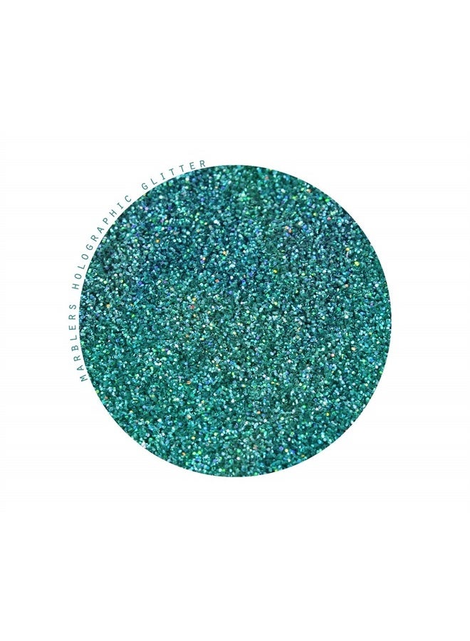 MARBLERS Holographic Face & Body Glitter [Holo Teal] 0.18oz (5g) | Fine | Non-Toxic | Vegan | Cruelty-Free | Ethically Sourced | Festival Makeup | Eye, Hair, Nail, Eyeshadow | Cosmetic Grade - Image 2
