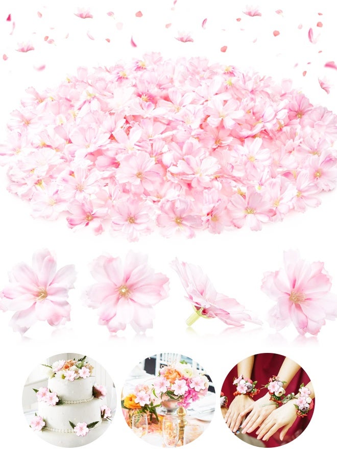 100PCS 1.8 Inch Artificial Plum Blossom Heads, Silk Faux Flowers for Wedding Party Craft Decoration - Image 1