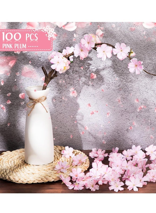 100PCS 1.8 Inch Artificial Plum Blossom Heads, Silk Faux Flowers for Wedding Party Craft Decoration - Image 3