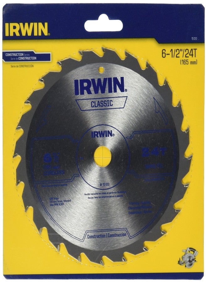 IRWIN Tools Classic Series Carbide Cordless Circular Saw Blade, 6 1/2-inch, 24T (15120) - Image 1
