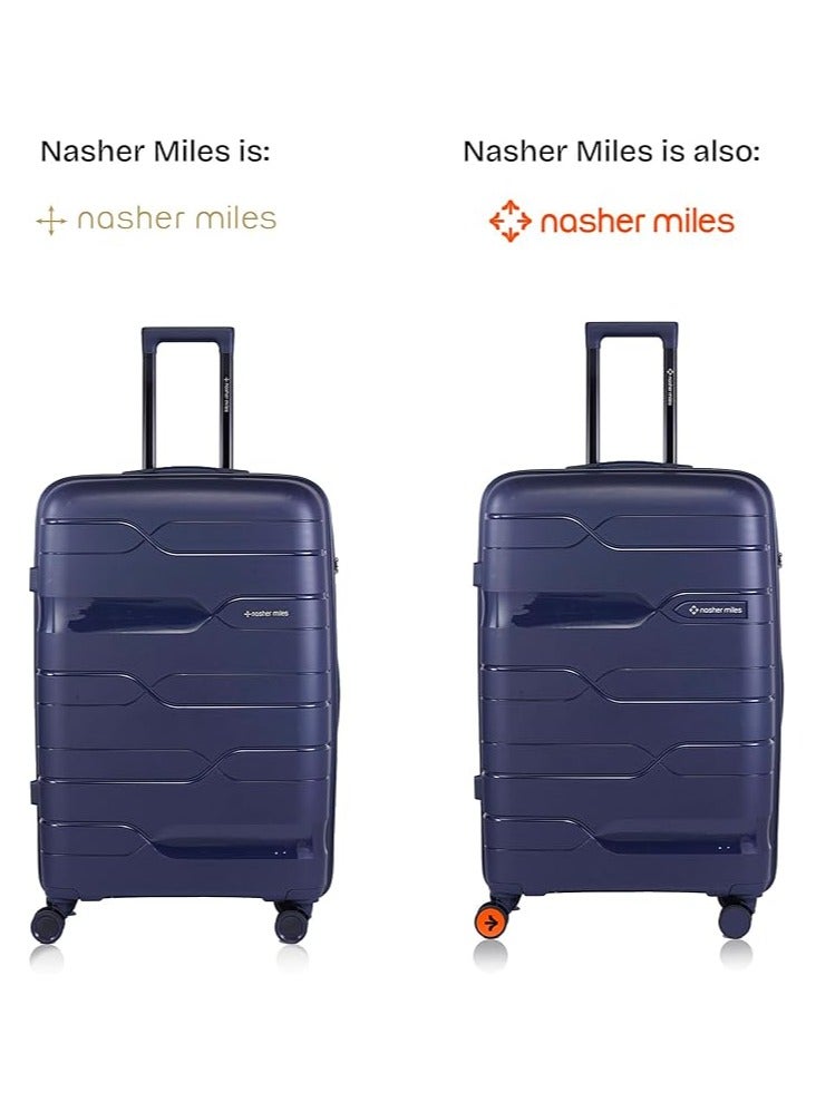 nasher miles Nasher Miles Paris Hard-Sided Polypropylene Luggage Set of 3 | 55cm, 65cm & 75cm | 8 Wheels Small, Medium & Large Trolley Bag for Travel | Suitcase (Navy Blue)  - Image 2