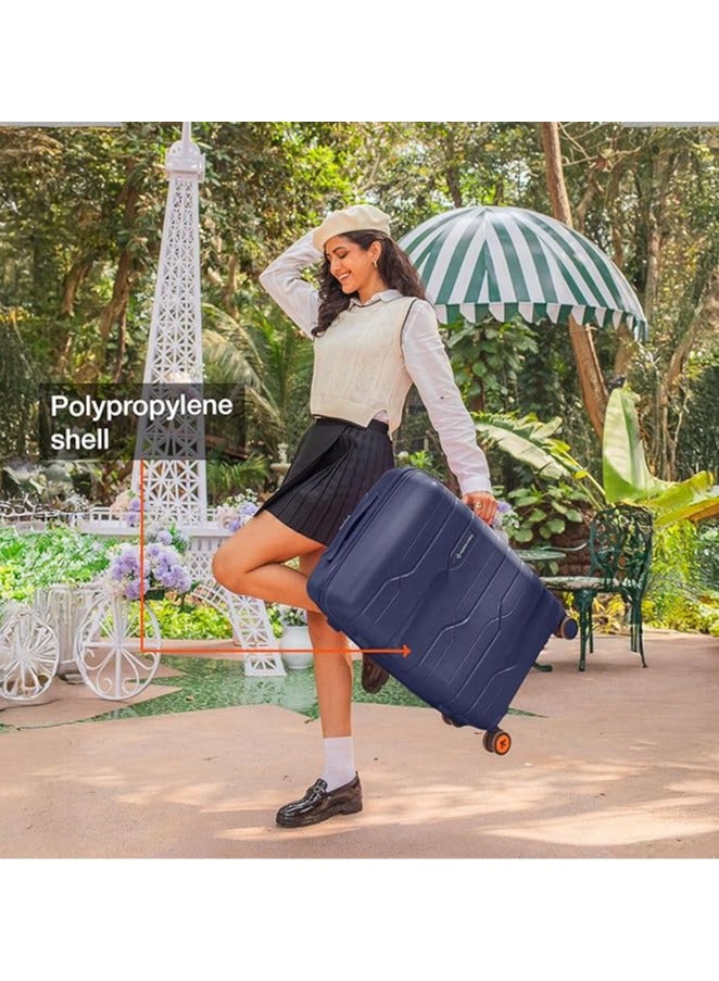 nasher miles Nasher Miles Paris Hard-Sided Polypropylene Luggage Set of 3 | 55cm, 65cm & 75cm | 8 Wheels Small, Medium & Large Trolley Bag for Travel | Suitcase (Navy Blue)  - Image 3