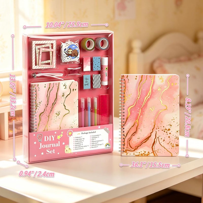 جيد جدًا SOOO GOOD 86 قطعة طقم تدوين يوميات DIY وطقم مستلزمات سكرابوكينغ مع دفتر ألوان مائية وإطارات صور وورق تخطيط للأعمال الفنية المدرسية ومذكرات السفر، هدية مثالية للأولاد والبنات من سن 3 إلى 16 سنة. - Image 4
