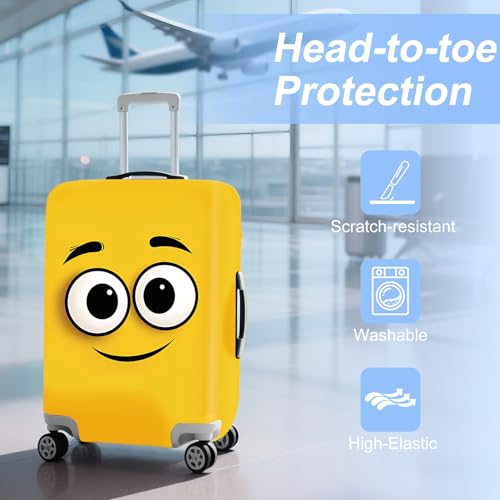 ANNA QUEEN Cute Emoticons Yellow Luggage Cover Washable Suitcase Protector Suitcase Cover Anti-Scratch,Stretchable Fit for 18-32Inch Luggage,Travel Bag Cover XL(fits 29-32Inch suitcase) - Image 2