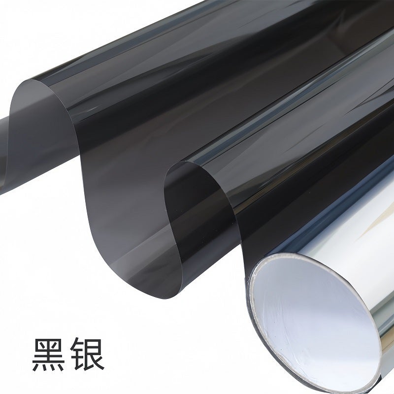 Household One-Way Perspective Film Door And Window Balcony Sunscreen Glass Film Silver Double-Sided Silver Shading Glass Film Heat Insulation Film - Image 1