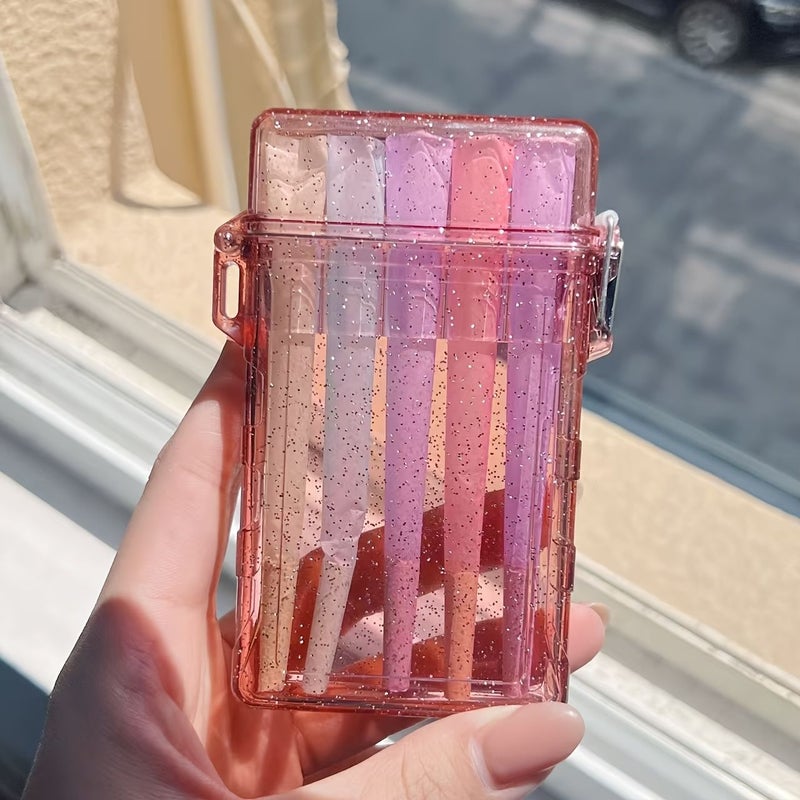 Pink Acrylic Cigarette Case Small Size With Flip Top And Cone Holders - Image 2