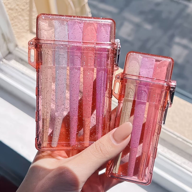 Pink Acrylic Cigarette Case Small Size With Flip Top And Cone Holders - Image 1