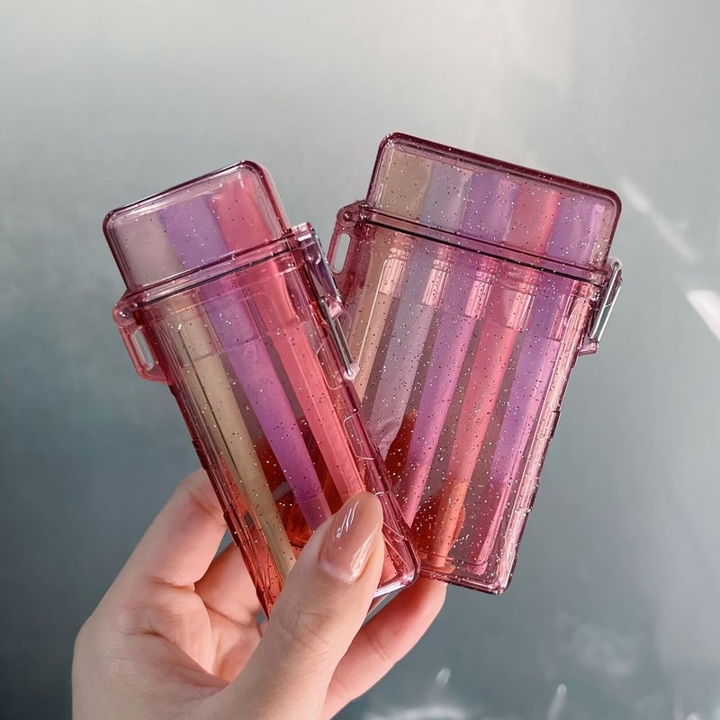 Pink Acrylic Cigarette Case Small Size With Flip Top And Cone Holders - Image 5