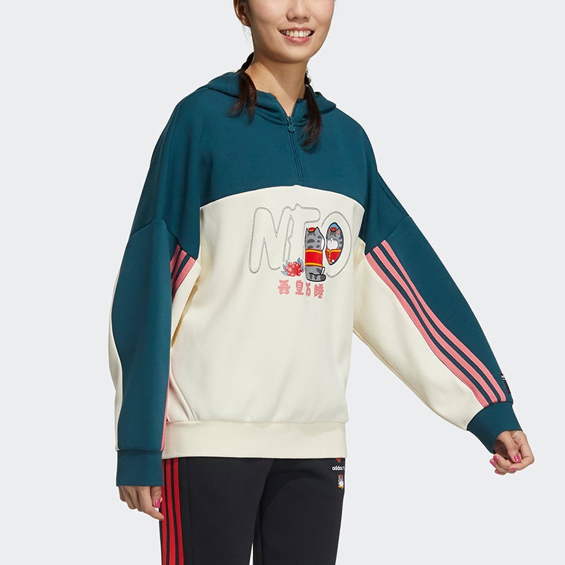 Adidas (WMNS) adidas Neo X CNY WW Hoodies 'Green White' - Image 5