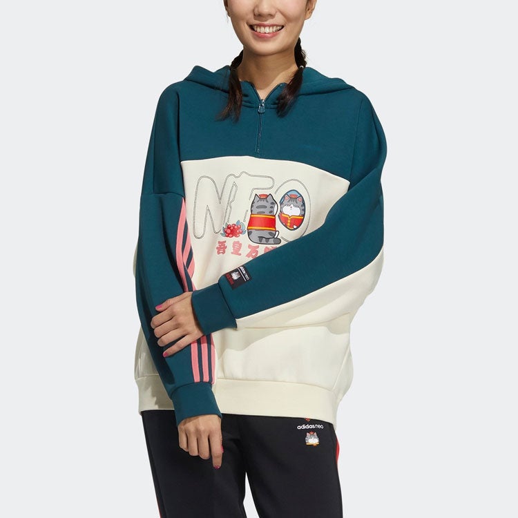 Adidas (WMNS) adidas Neo X CNY WW Hoodies 'Green White' - Image 3