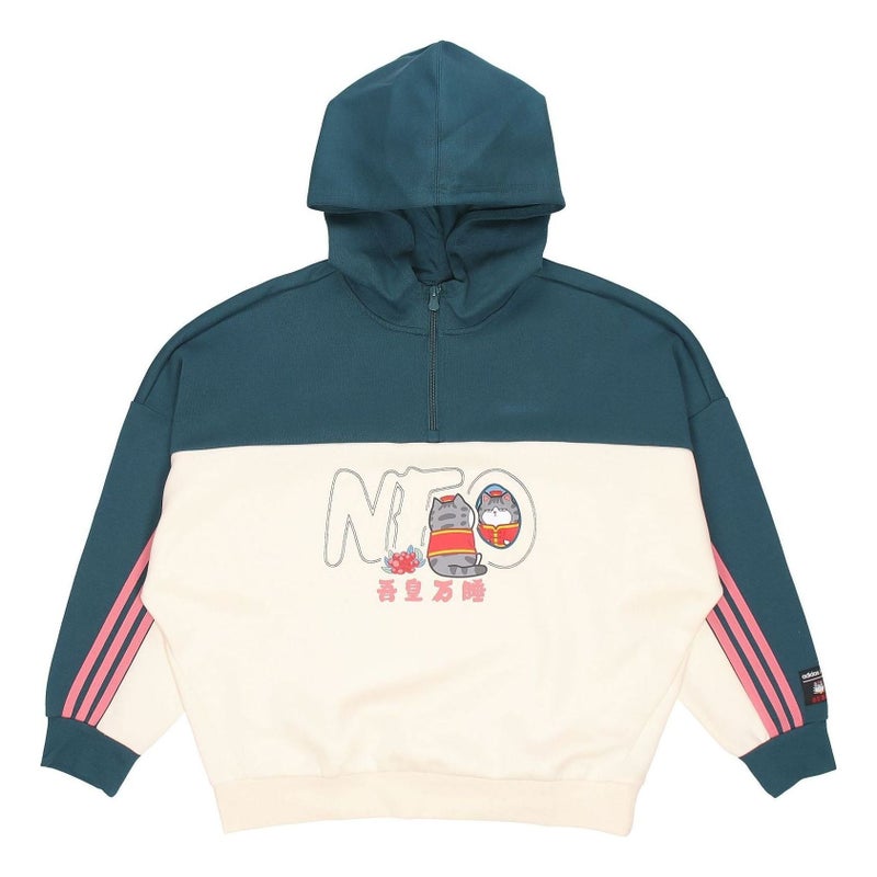 Adidas (WMNS) adidas Neo X CNY WW Hoodies 'Green White' - Image 1