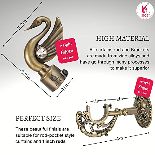 JKC Antique Zinc Alloy Peacock Curtain Brackets and Holders, Curtain Holders for Wall, Curtain Brackets, Stylish Curtain Holder, Curtain Rod Holder, Antique Color - 12 Bracket 12 Holder - Image 2