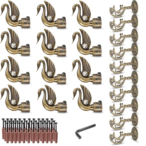 JKC Antique Zinc Alloy Peacock Curtain Brackets and Holders, Curtain Holders for Wall, Curtain Brackets, Stylish Curtain Holder, Curtain Rod Holder, Antique Color - 12 Bracket 12 Holder - Image 1