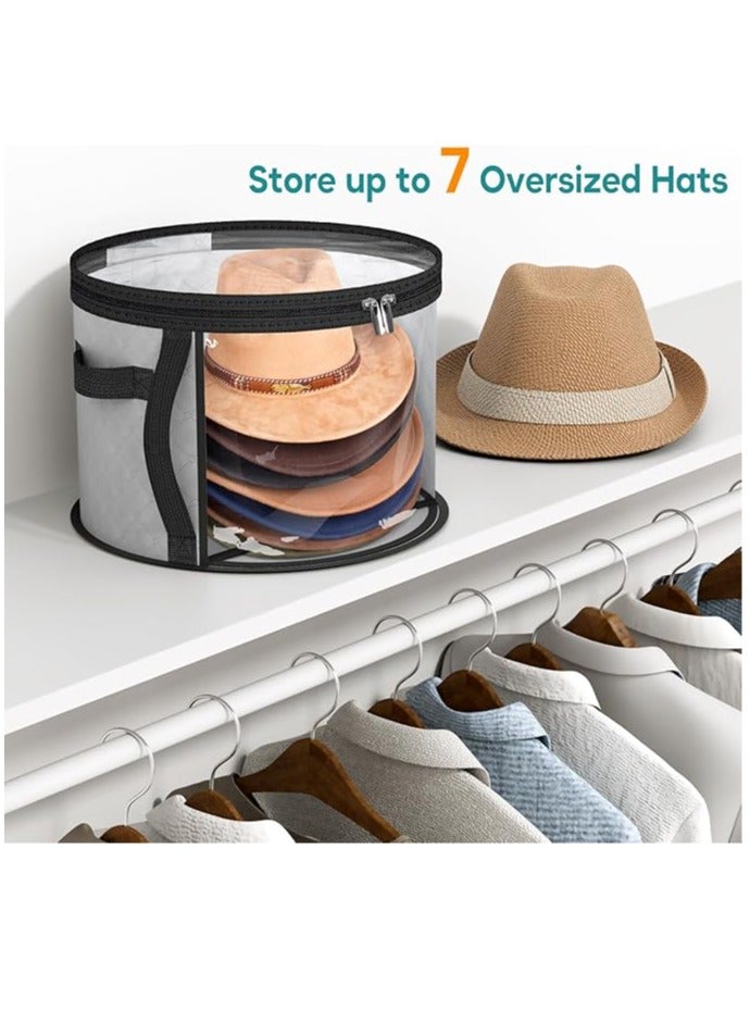 Arabest Oversized Clear Hat Storage Bag for Women, Holds up to 7 Caps Cowboy Hat Organizer for Closet, Wide Brims Hat Case with Carrying Handles (Grey)  - Image 2