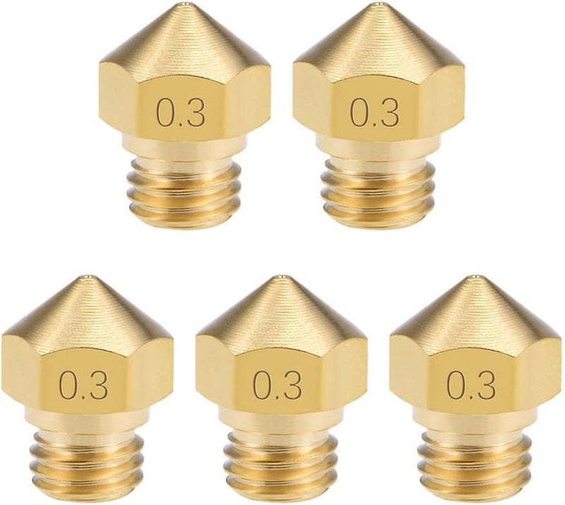فوهة طابعة ثلاثية الأبعاد من النحاس 0.3 مم، خيط M7، بديلة لرأس البثق MK10، 5 قطع - Image 2